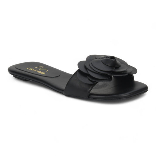 Love Rio Rosita Fine Threads Slide Sandal Rose Petals - Black