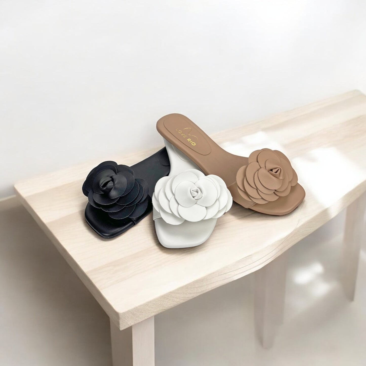 Love Rio Rosita Fine Threads Slide Sandal Rose Petals - White