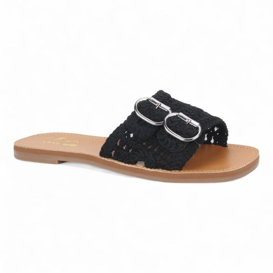 Love Rio Bailey Vintage Crochet Sandal - Black