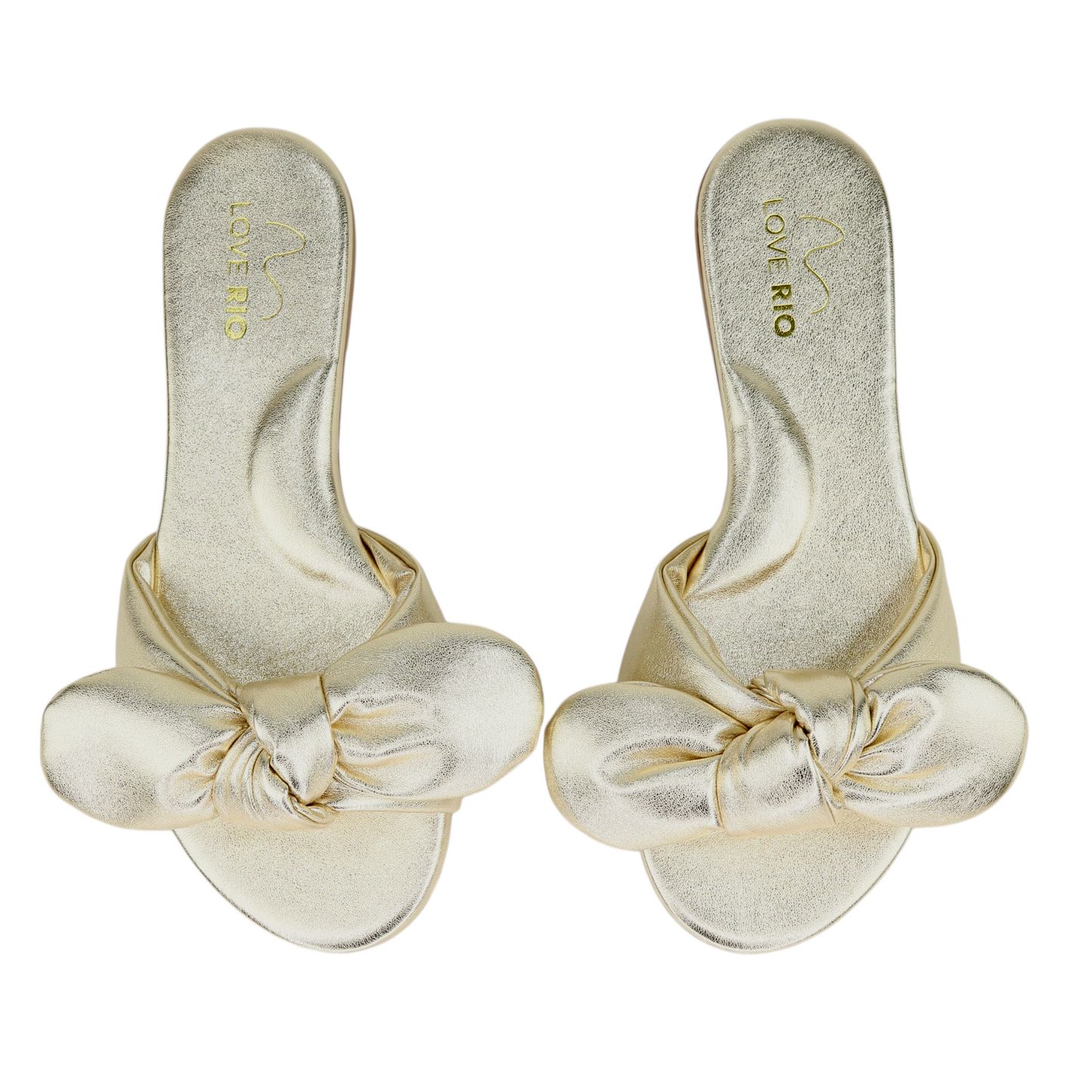 Love Rio Ipanema Flat Slide Bow Sandal - Gold