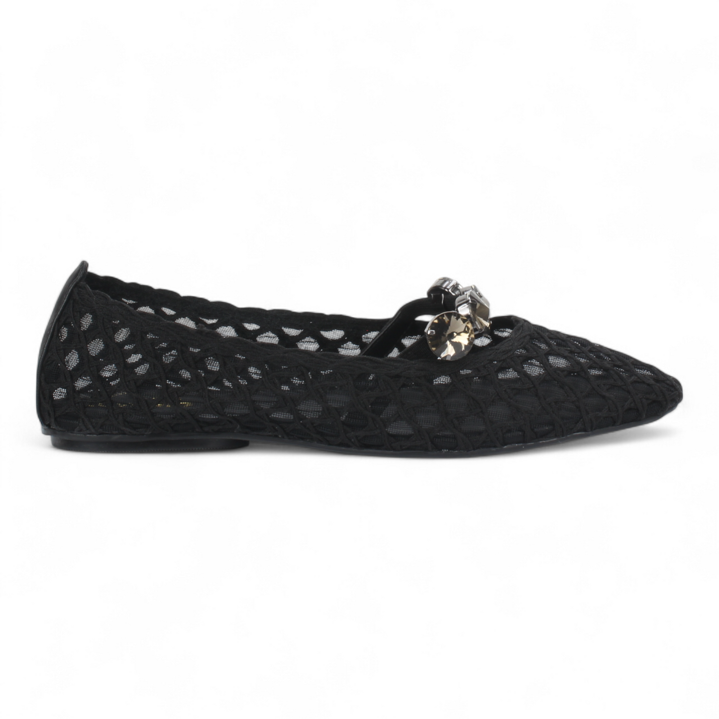 Love Rio Ballet Flats Stones Mesh - Black