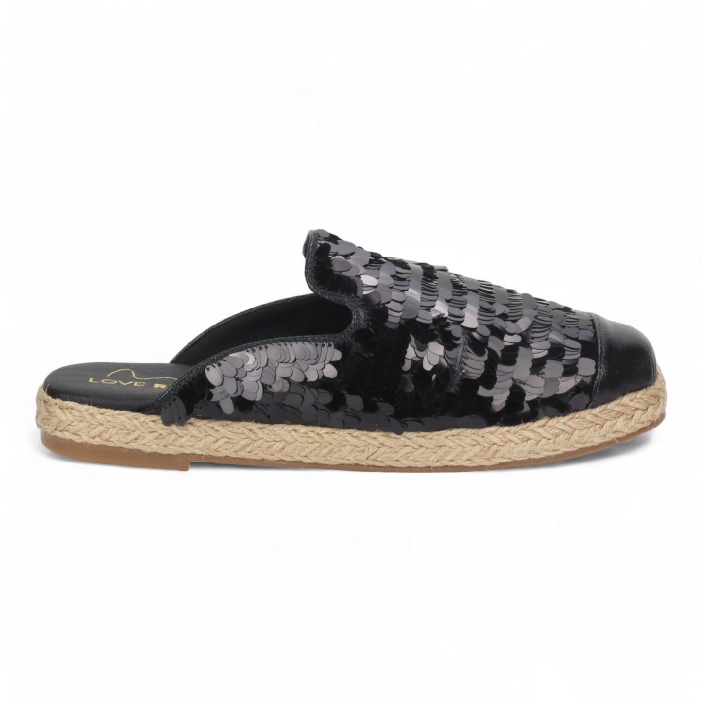 Love Rio Glitz Sequin Espadrille Mules - Black