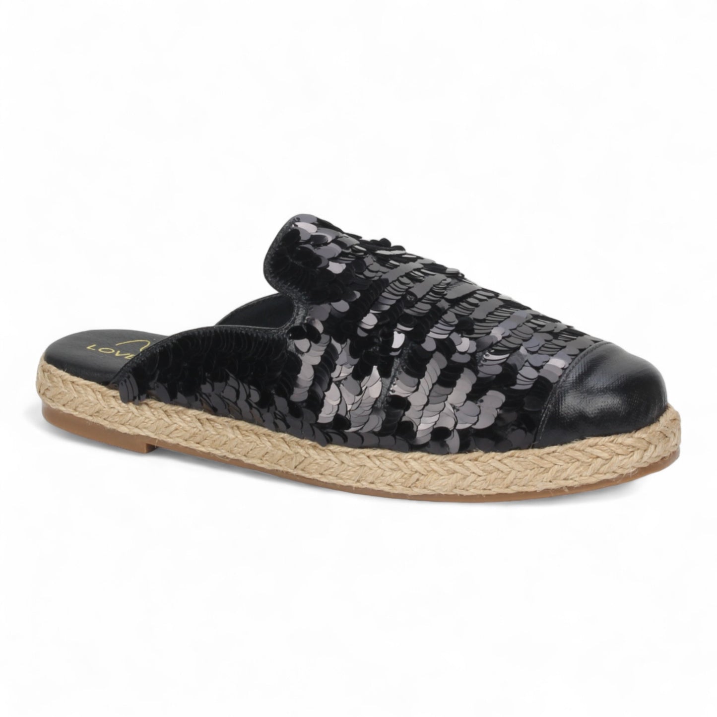 Love Rio Glitz Sequin Espadrille Mules - Black