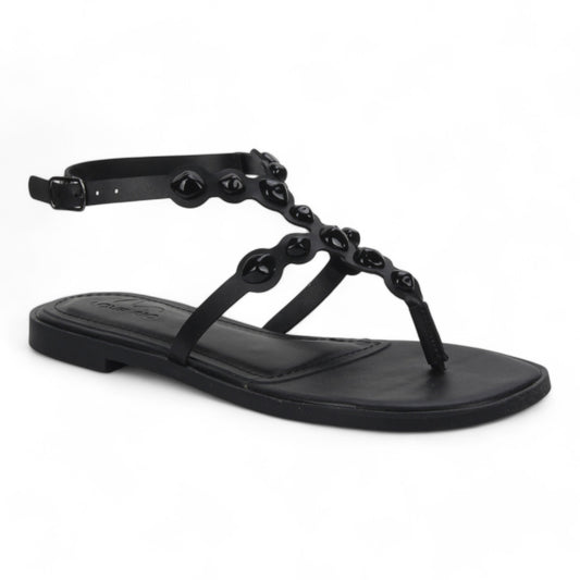 Love Rio Bea Studded Flat Sandal - Black