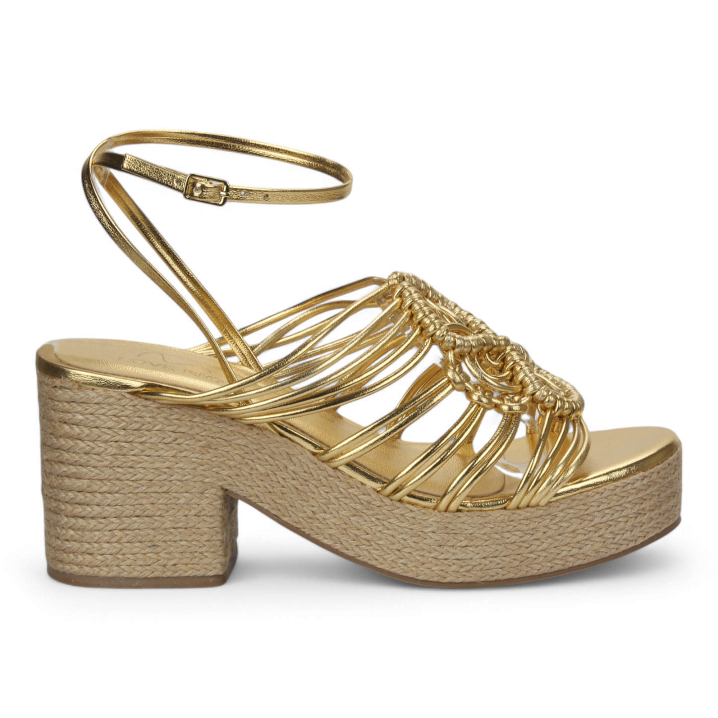 Love Rio Marigold Strappy Rope Wedge - Gold