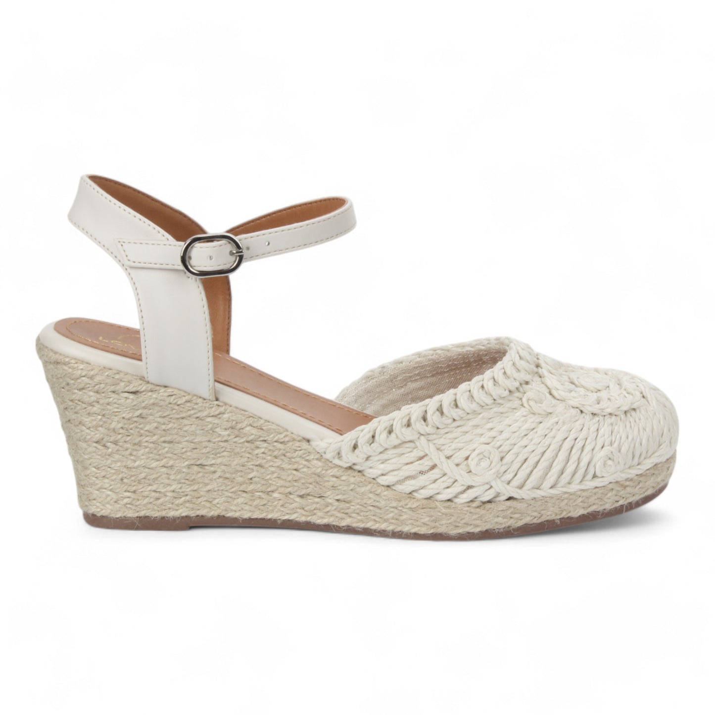 Love Rio Thara Espadrille Crochet Wedge - Off White