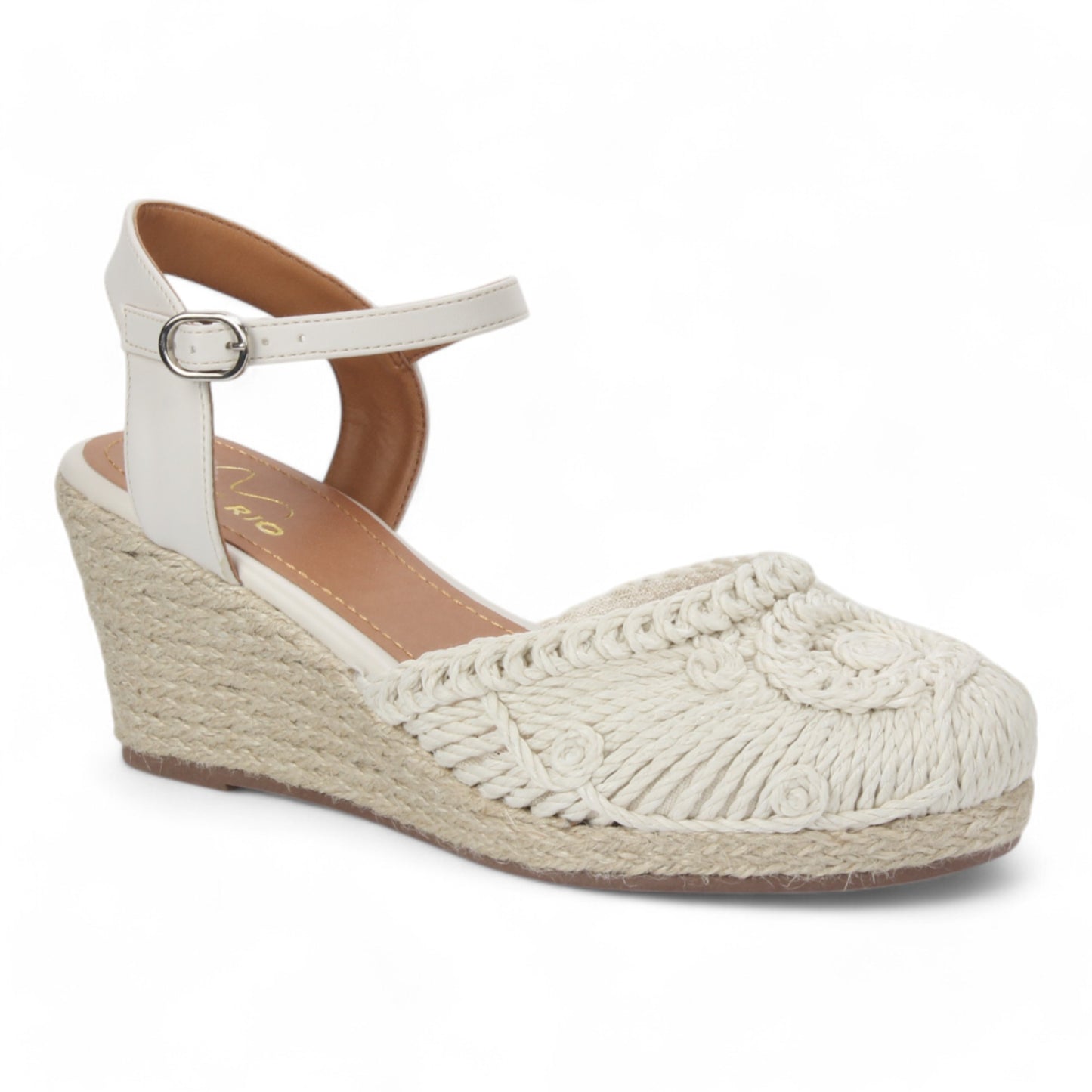 Love Rio Thara Espadrille Crochet Wedge - Off White