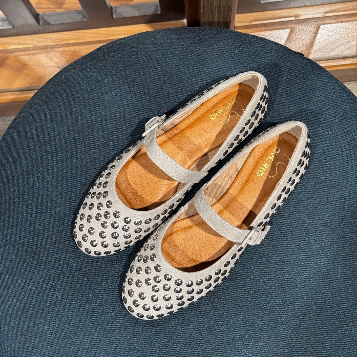 Love Rio Misty Studded Ballet Flats - Gray