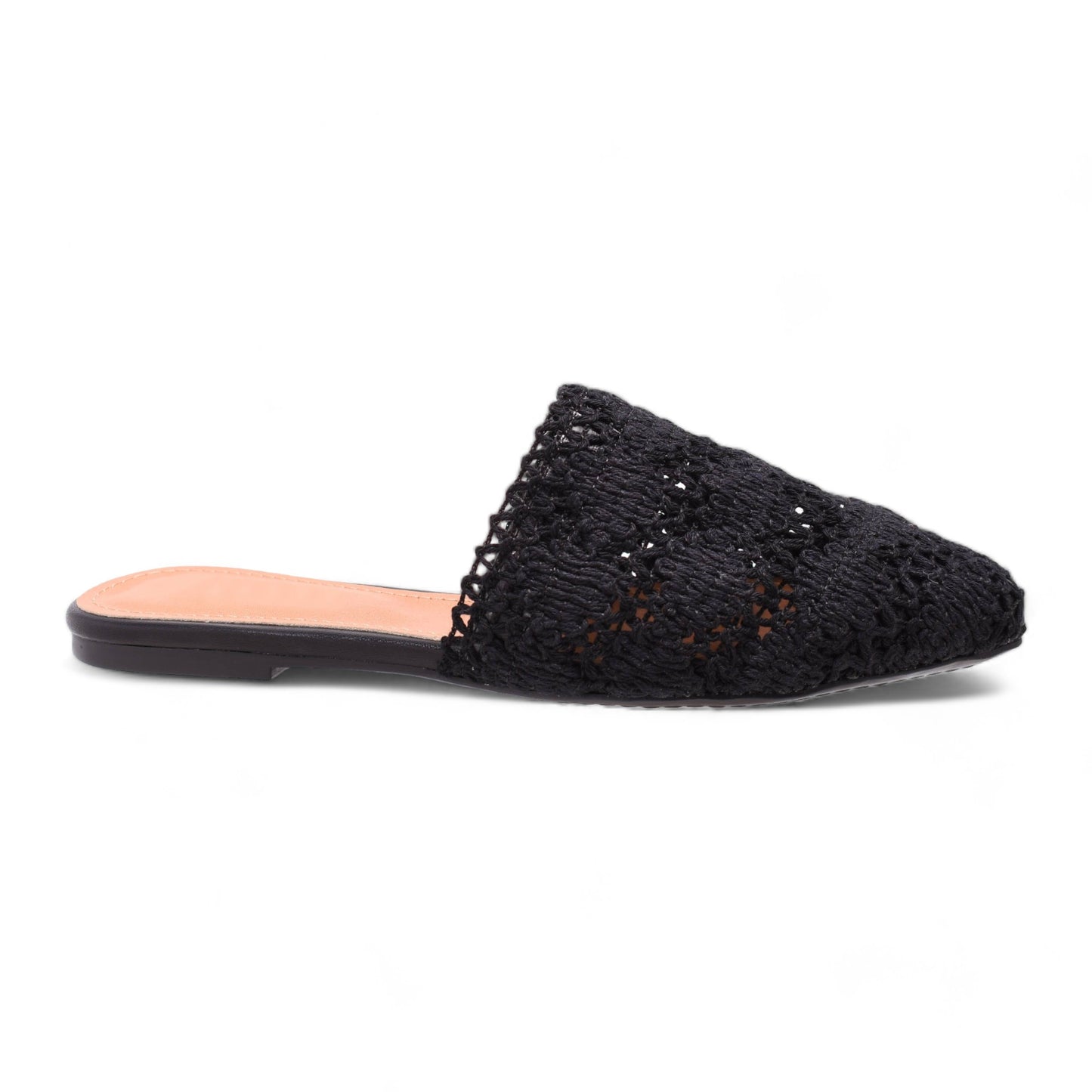 Love Rio Flat Crochet Mule - Black