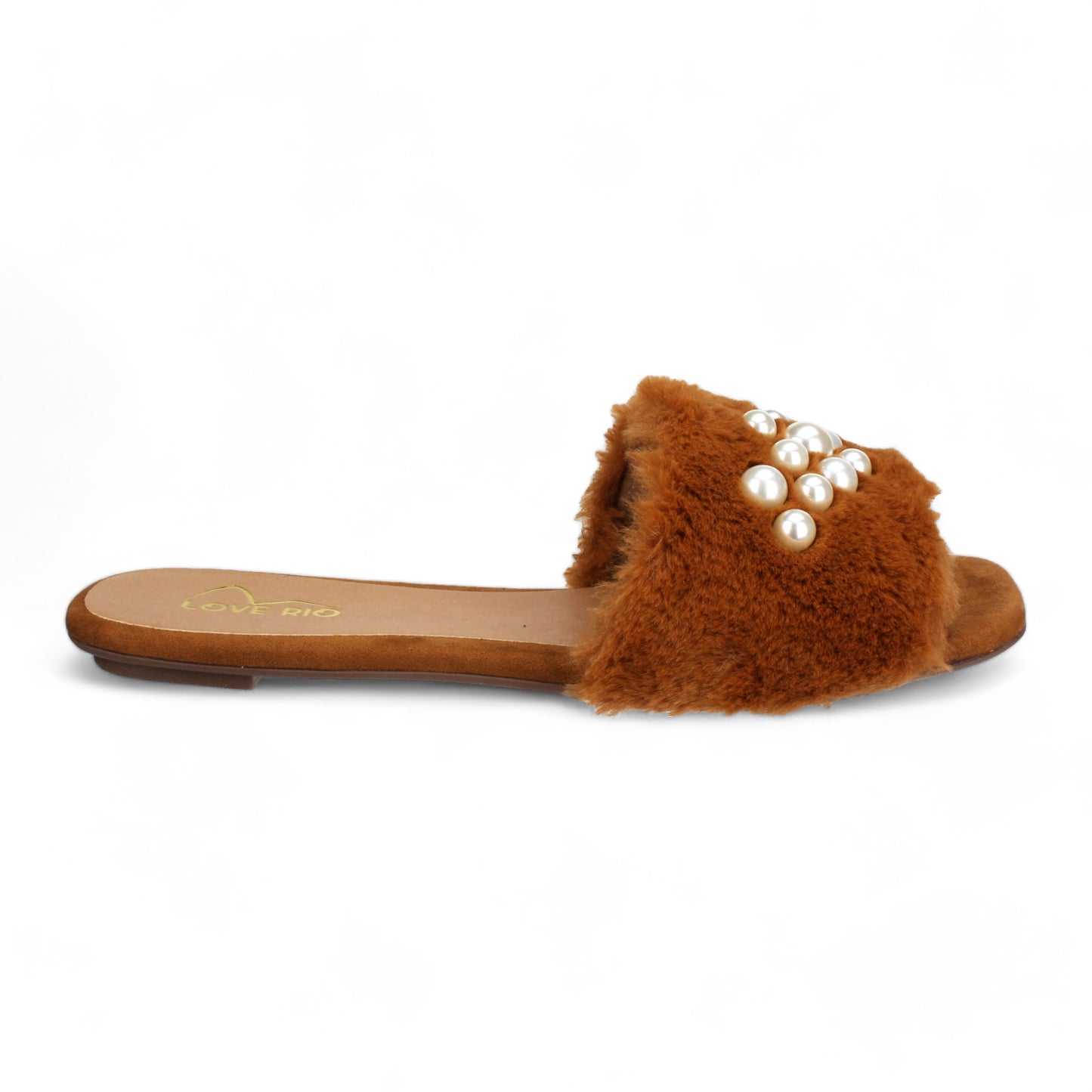 Love Rio Petra Furry Slide Sandals Brandy