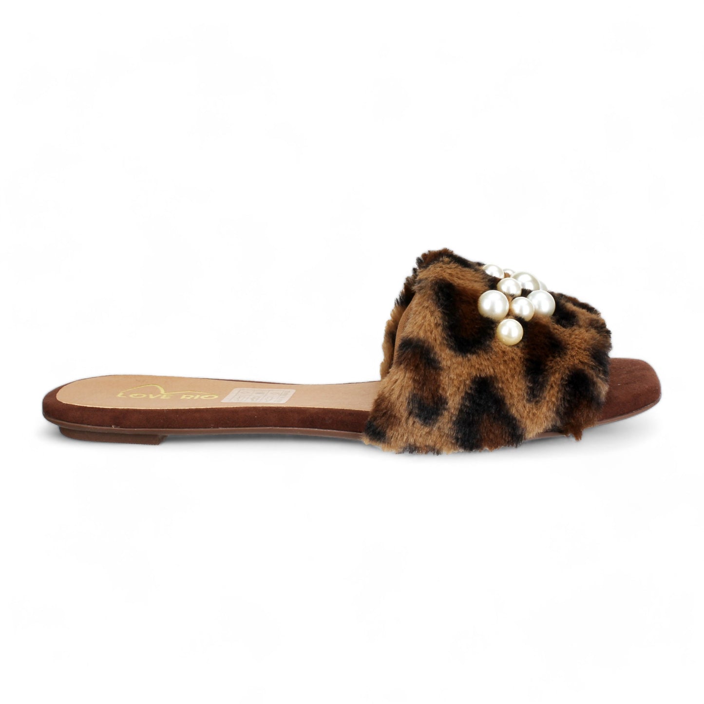 Love Rio Petra Furry Slide Sandals Leopard