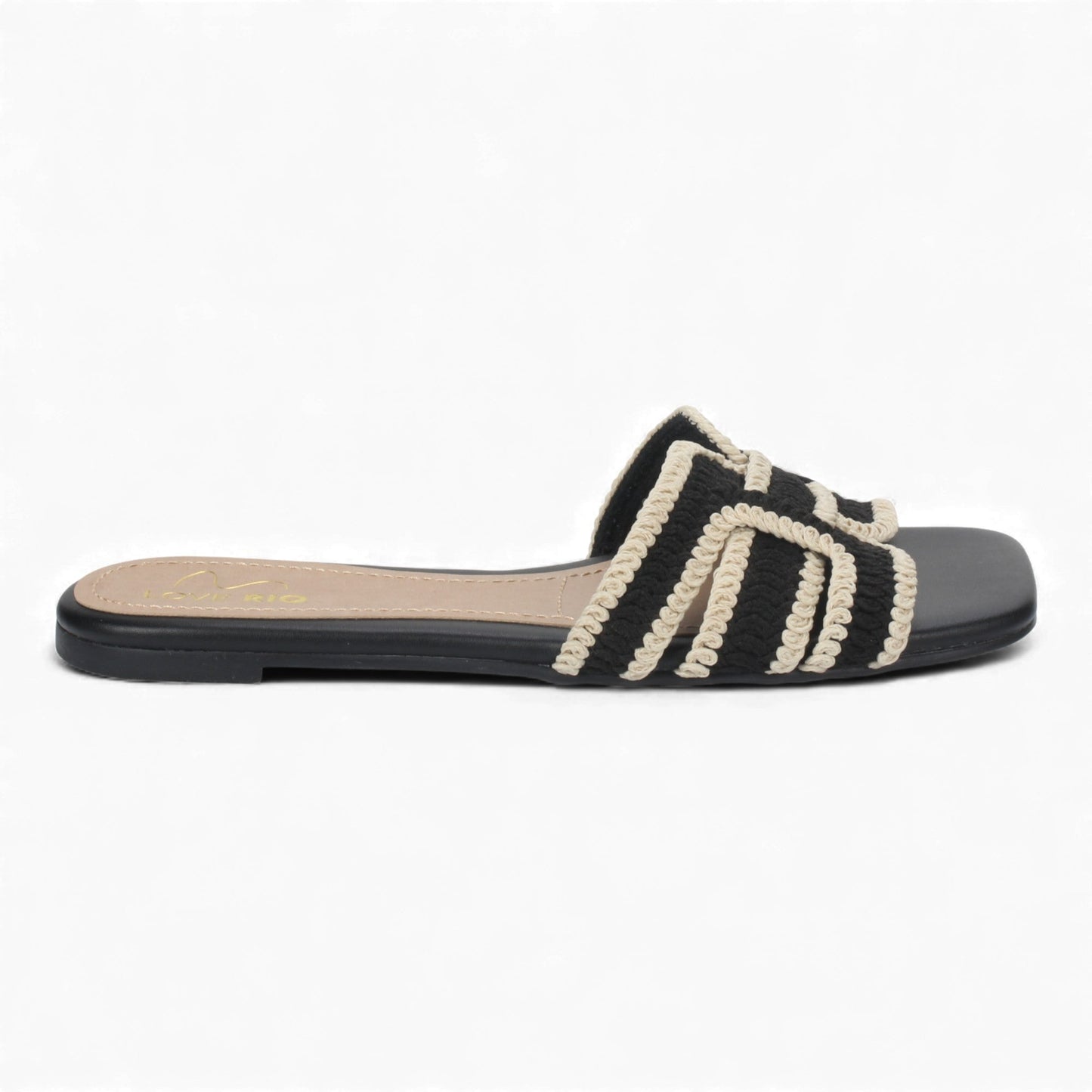 Love Rio Summer Slide Sandal Crochet - Black / Off White