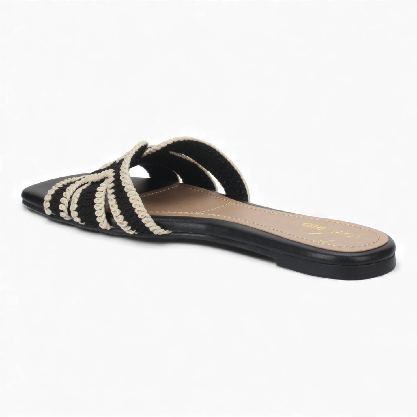 Love Rio Summer Slide Sandal Crochet - Black / Off White
