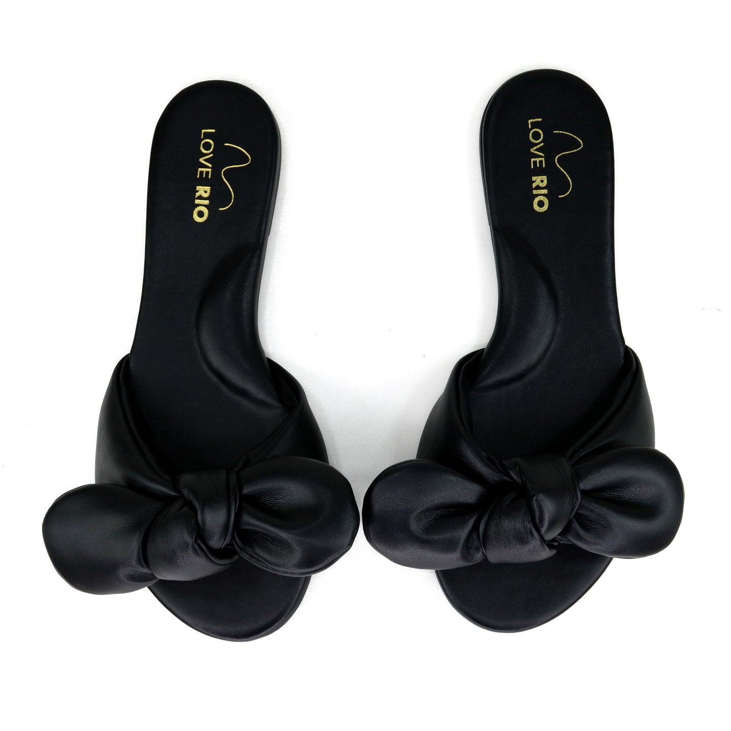 Love Rio Ipanema Flat Slide Bow Sandal - Black