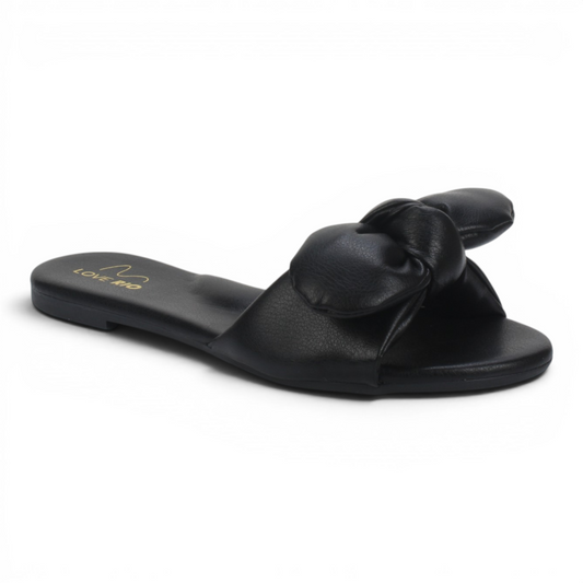 Love Rio Ipanema Flat Slide Bow Sandal - Black