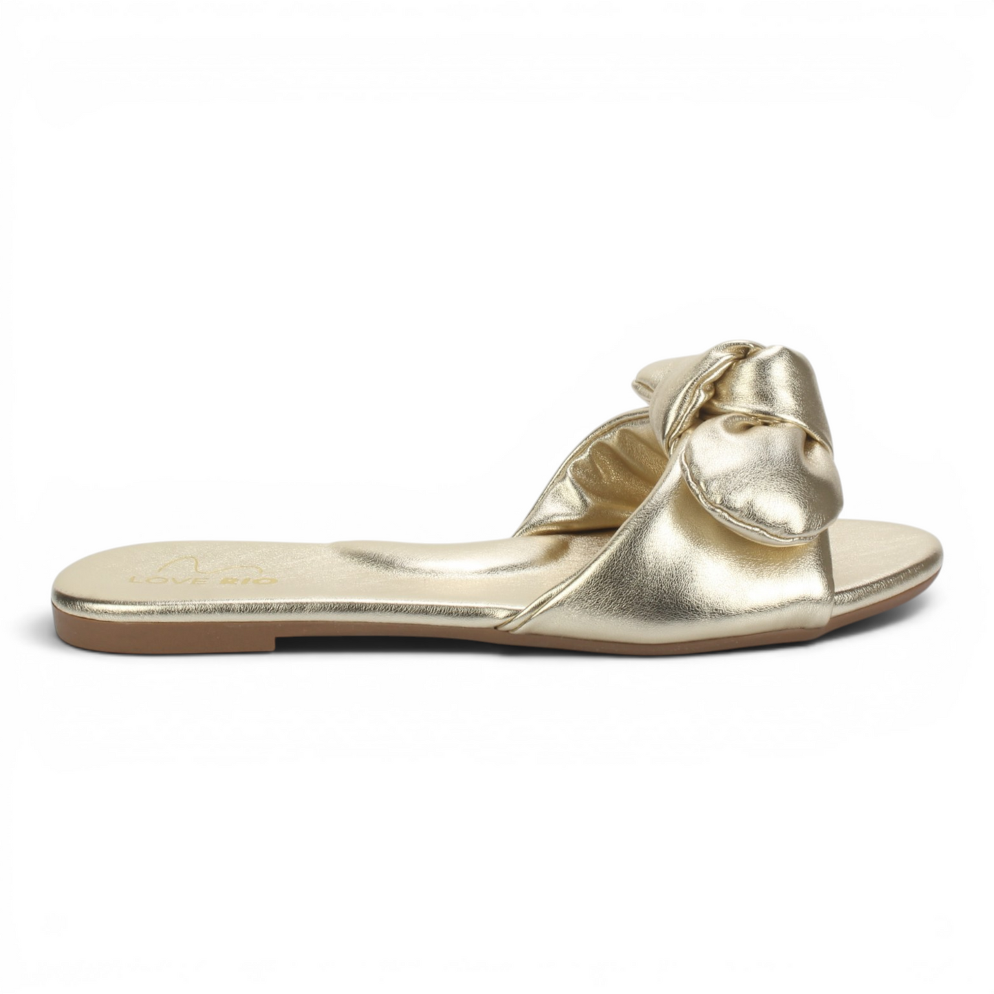 Love Rio Ipanema Flat Slide Bow Sandal - Gold