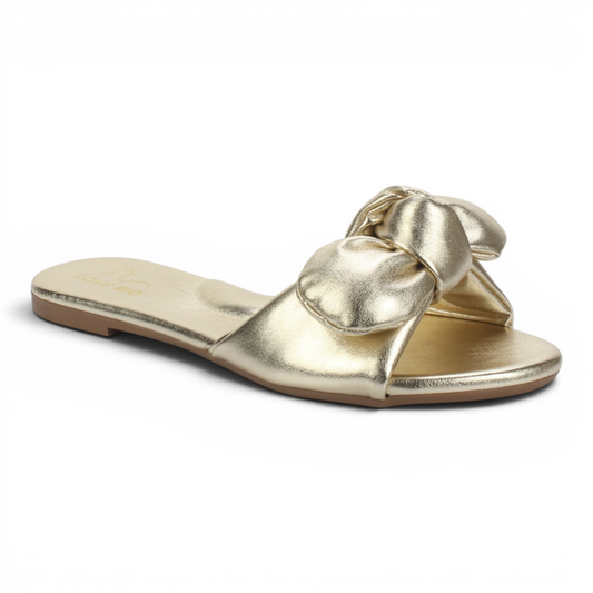 Love Rio Ipanema Flat Slide Bow Sandal - Gold