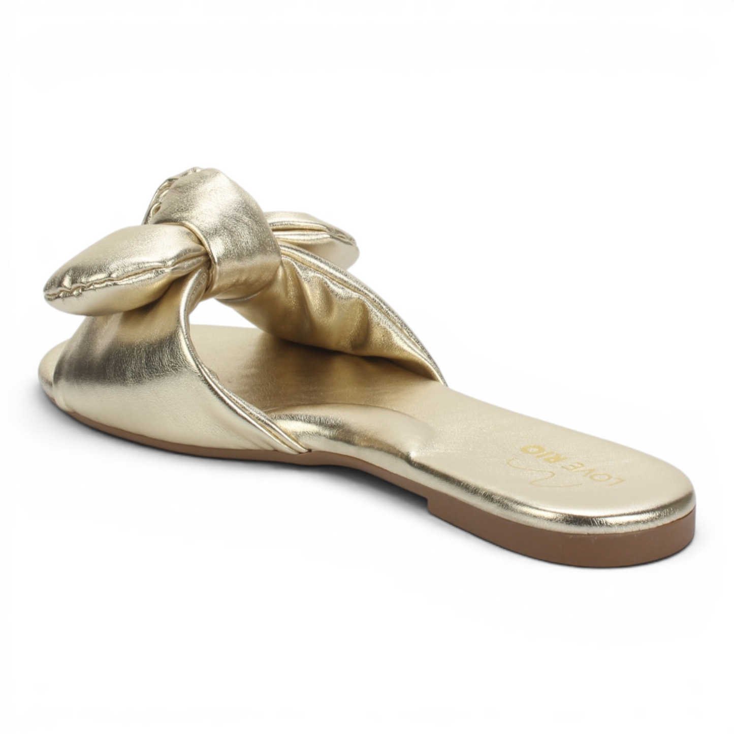 Love Rio Ipanema Flat Slide Bow Sandal - Gold