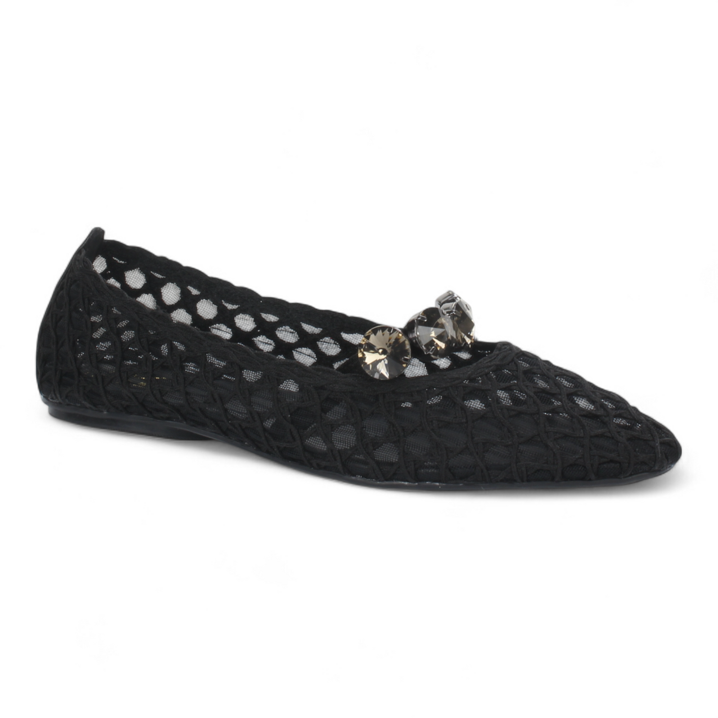 Love Rio Ballet Flats Stones Mesh - Black