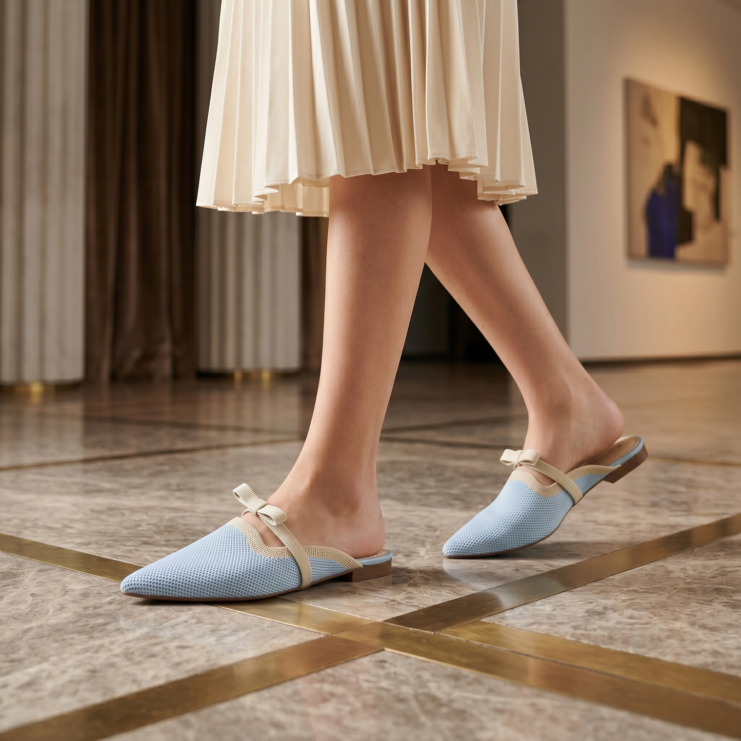 Love Rio Fanny Knit Mule - Blue