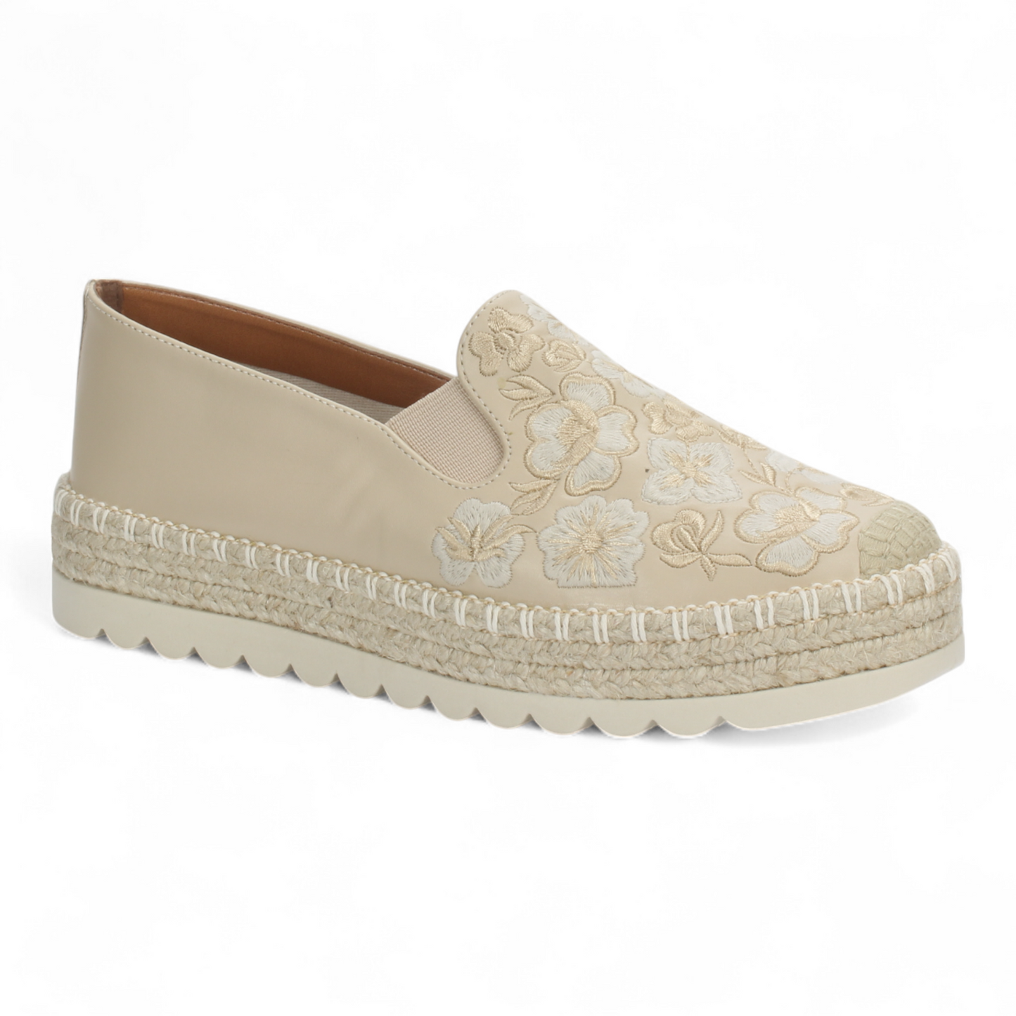 Love Rio Mae Slip on Embroidered Espadrille - Beige