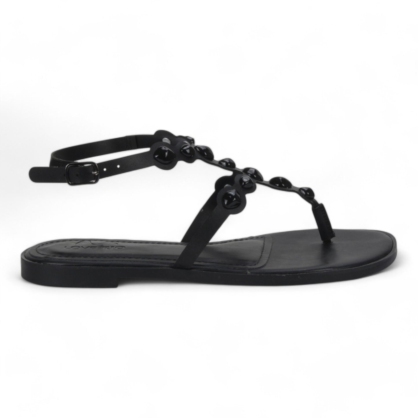 Love Rio Bea Studded Flat Sandal - Black