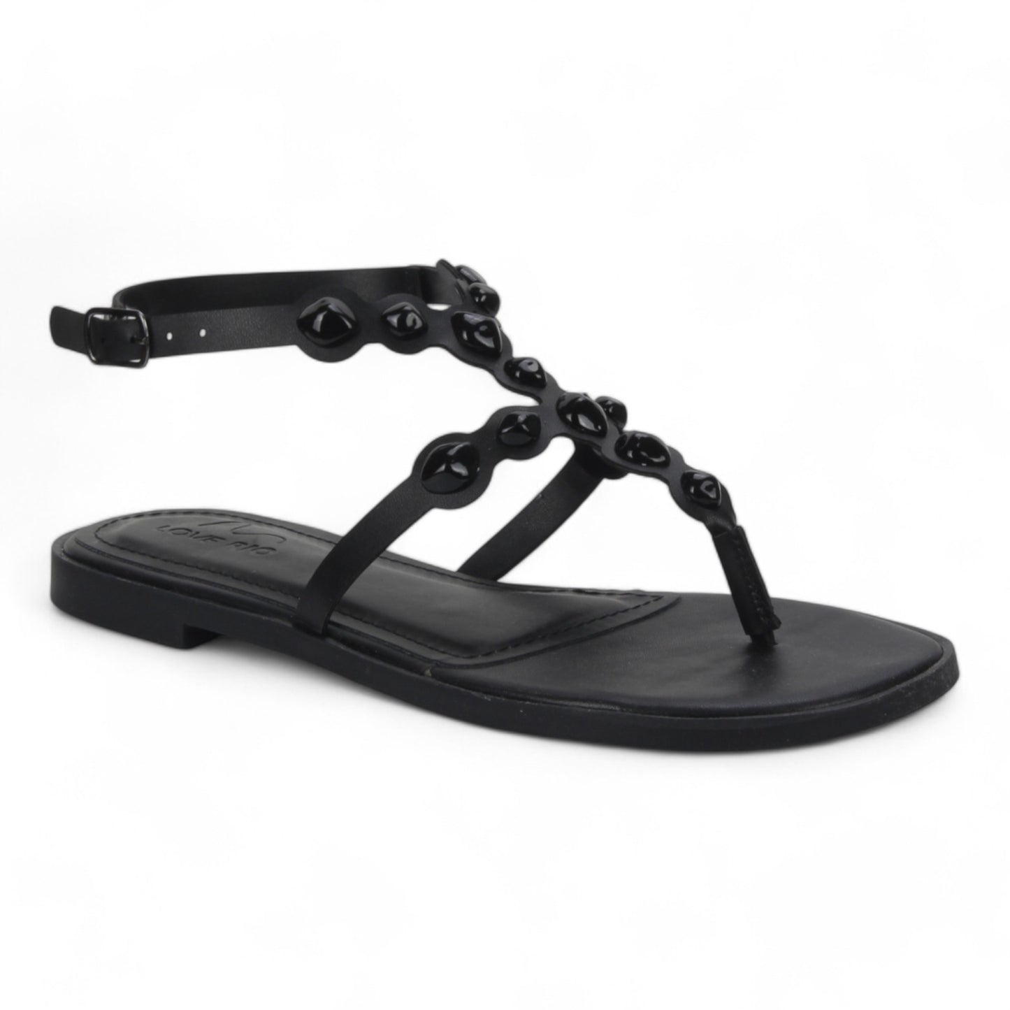 Love Rio Bea Studded Flat Sandal - Black