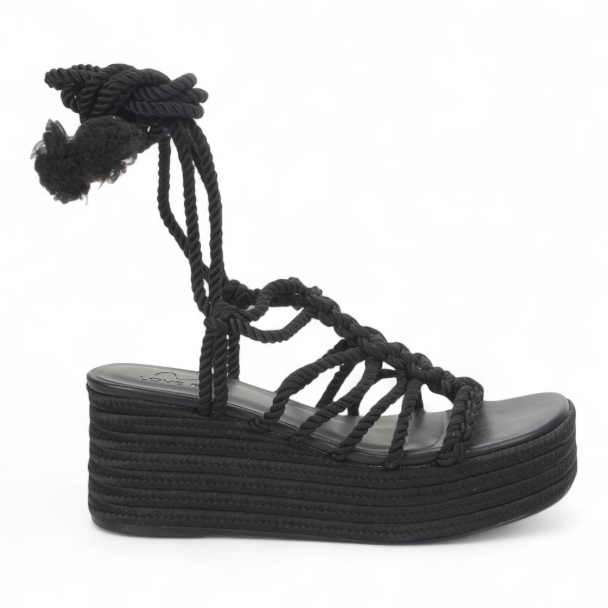 Love Rio Alexa Rope Wedge Sandal - Black
