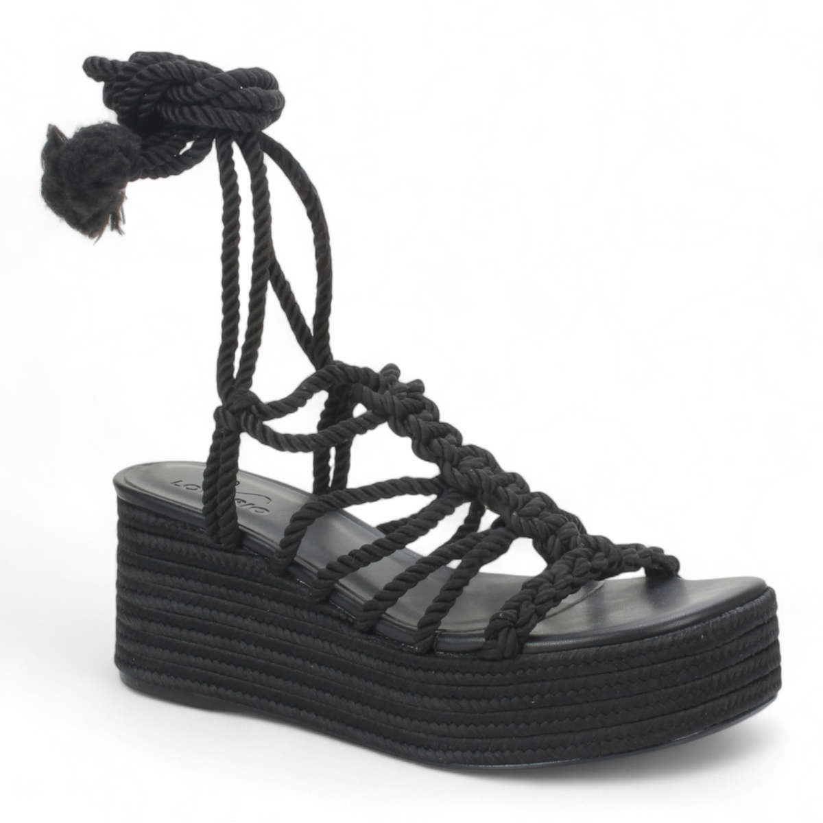 Love Rio Alexa Rope Wedge Sandal - Black