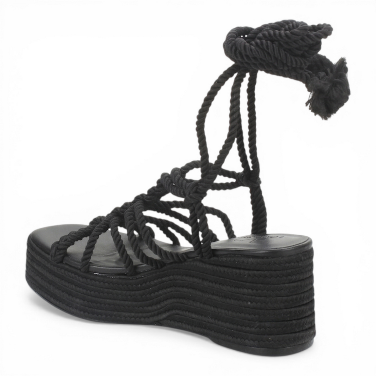 Love Rio Alexa Rope Wedge Sandal - Black
