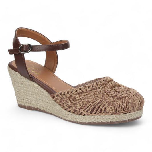 Love Rio Thara Espadrille Crochet Wedge - Chocolate Mousse