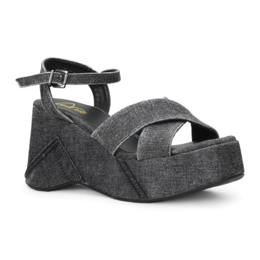 Love Rio Jeena Platform Sandal - Black Denim