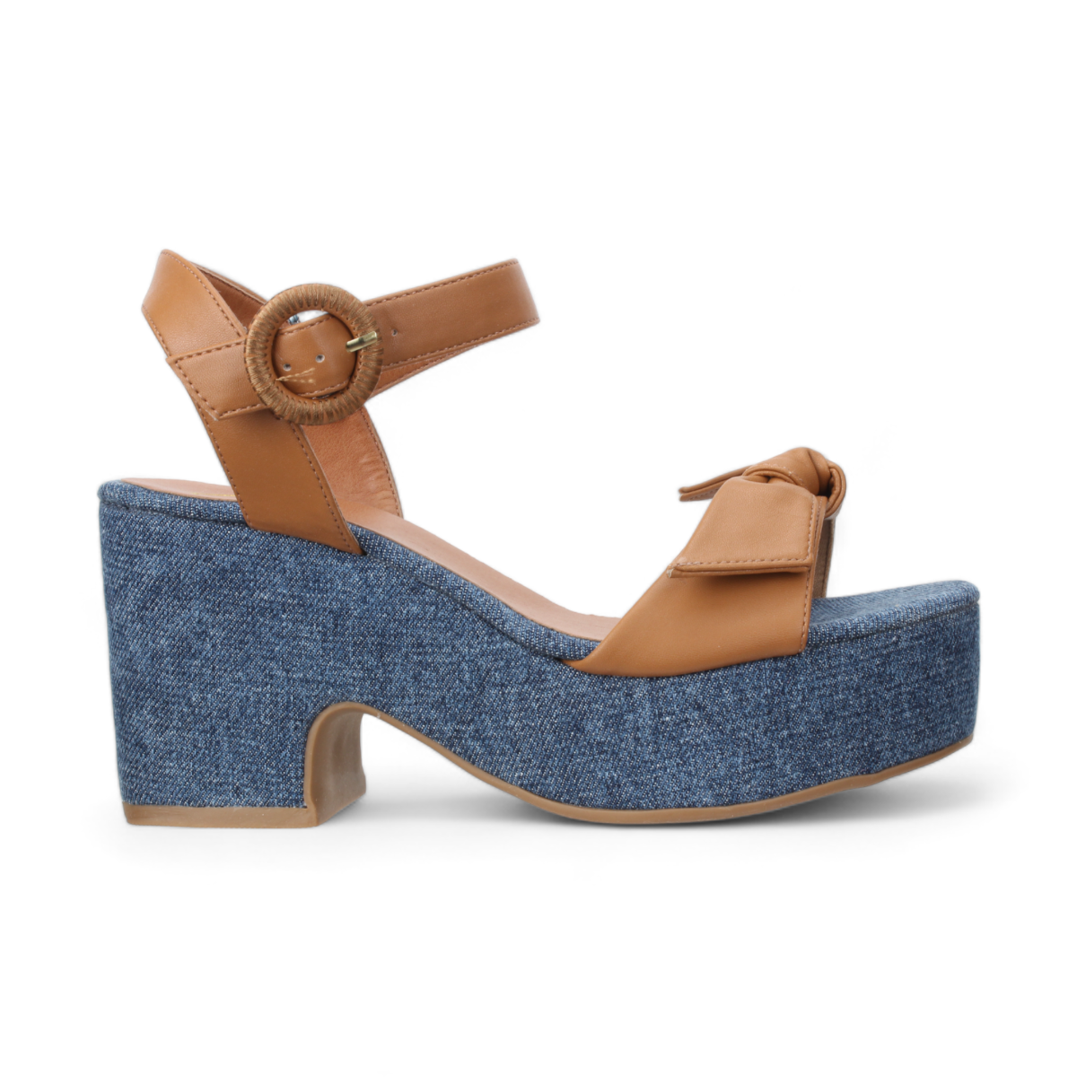 Love Rio Hazel Platform Bow Sandals - Amber Denim