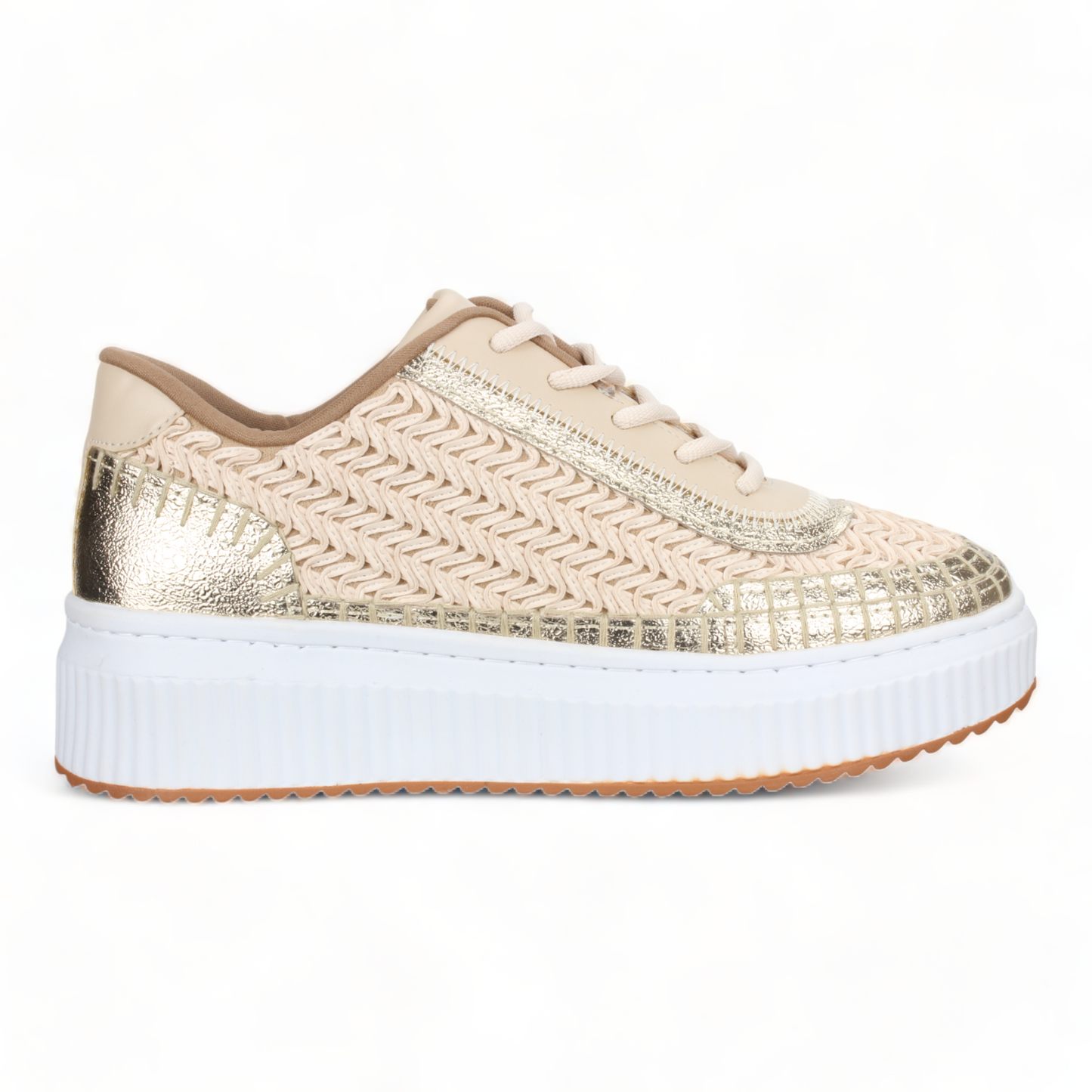 Love Rio Avery Embossed Sneakers - Cream/Gold