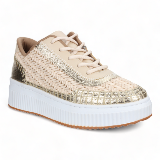 Love Rio Avery Embossed Sneakers - Cream/Gold