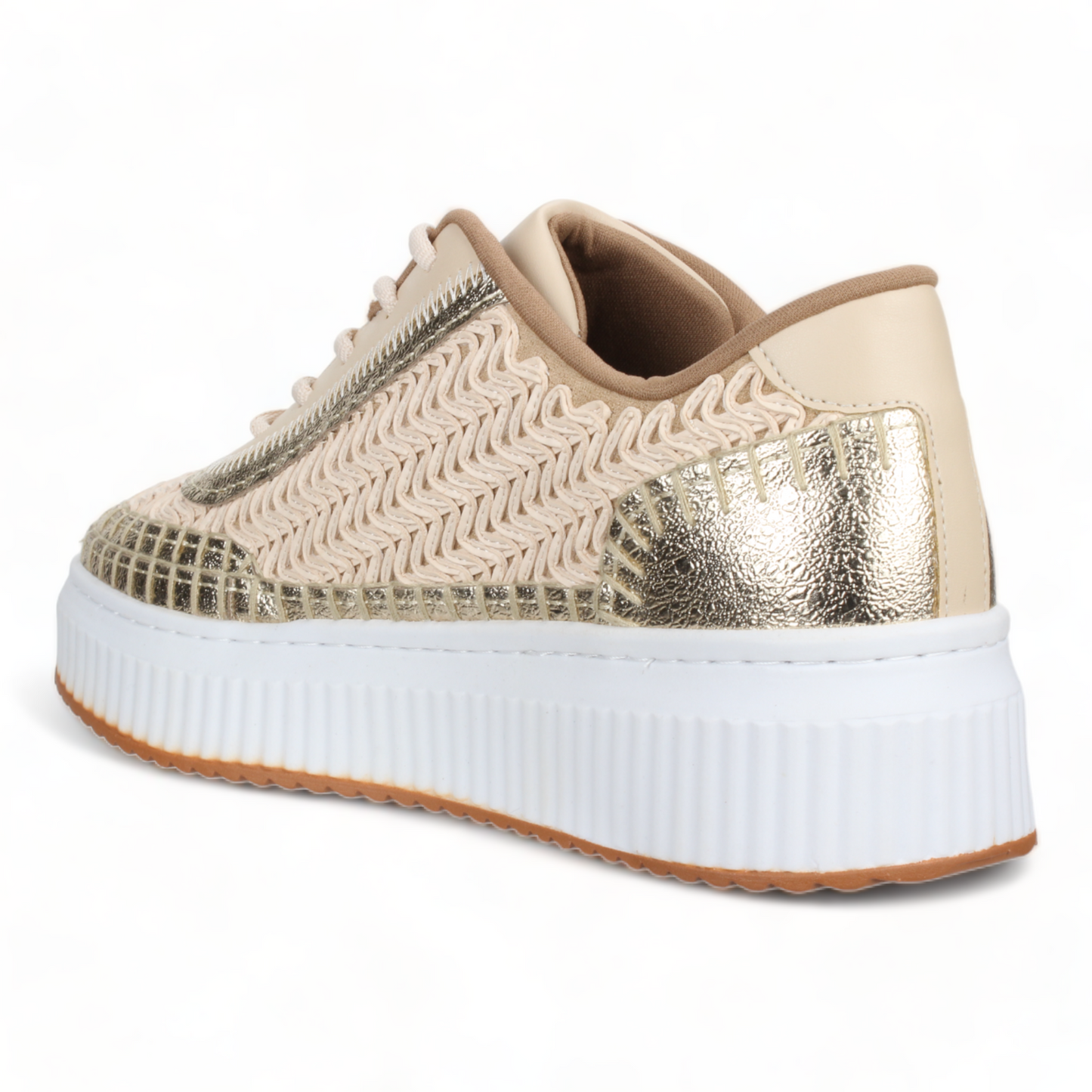 Love Rio Avery Embossed Sneakers - Cream/Gold