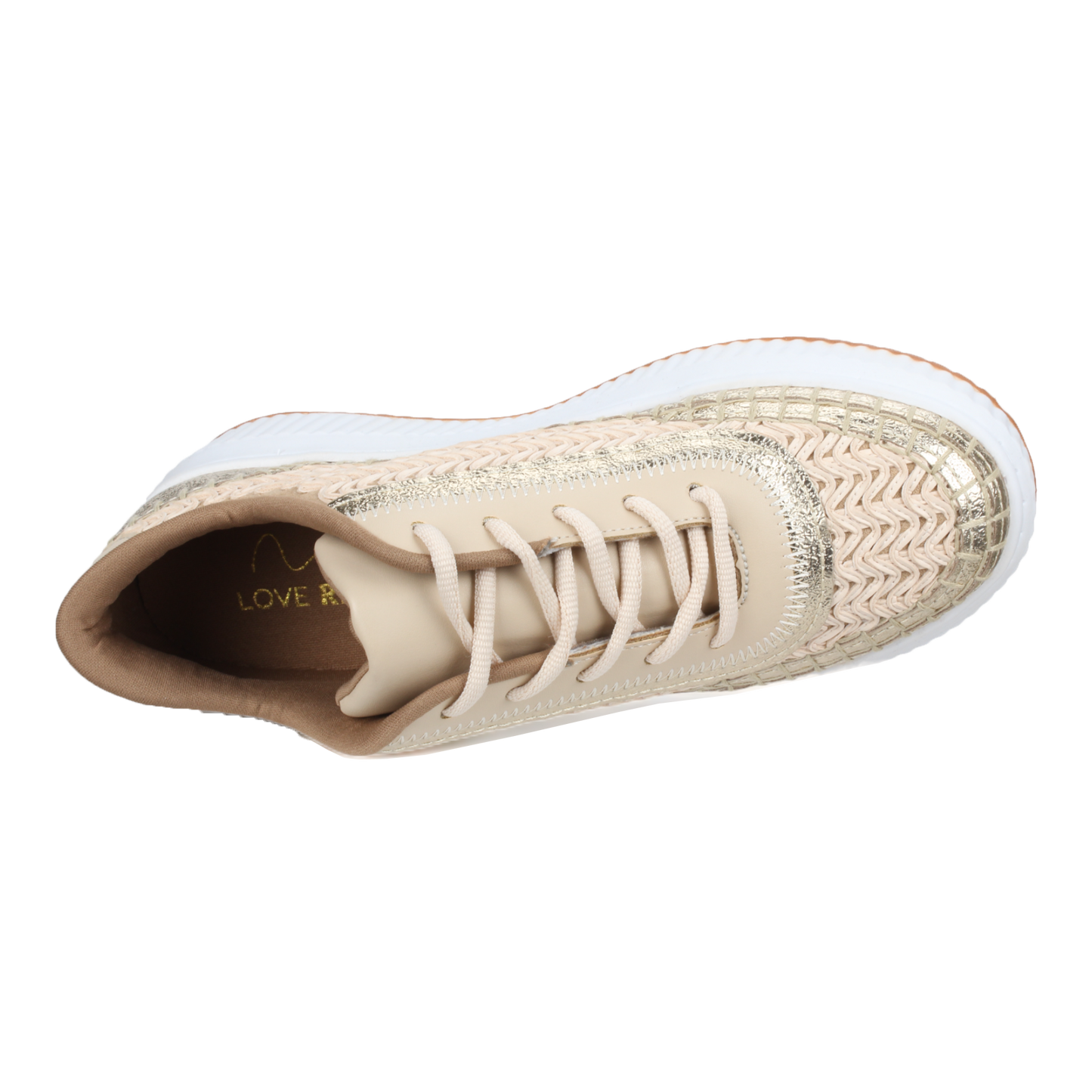 Love Rio Avery Embossed Sneakers - Cream/Gold