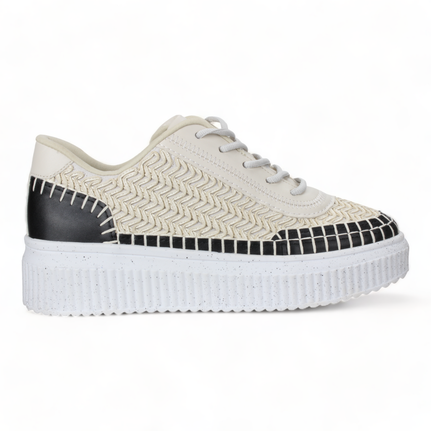 Love Rio Avery Embossed Sneakers - Off White/Black