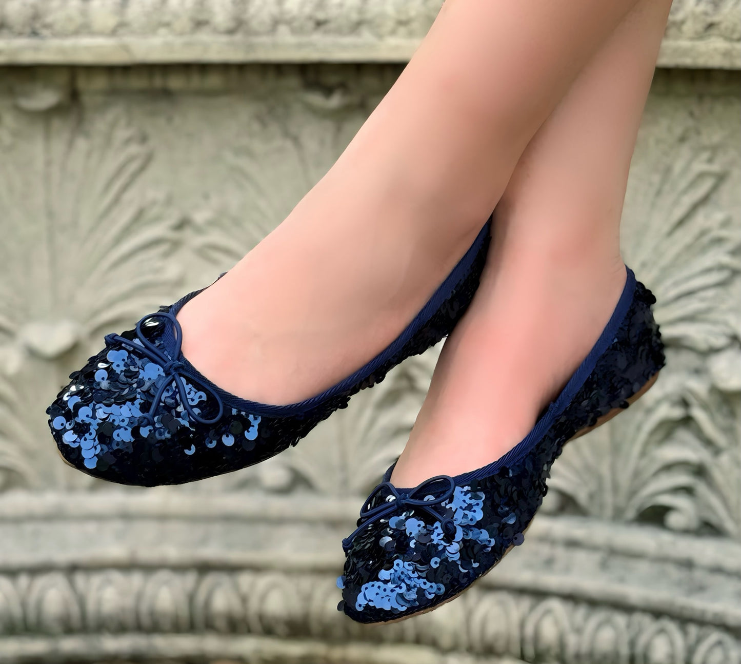 Love Rio Allegra Sequins Ballet Flats - Navy