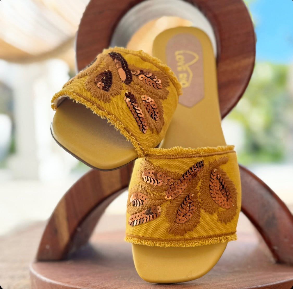 Love Rio Belle Slide Sandal - Mustard