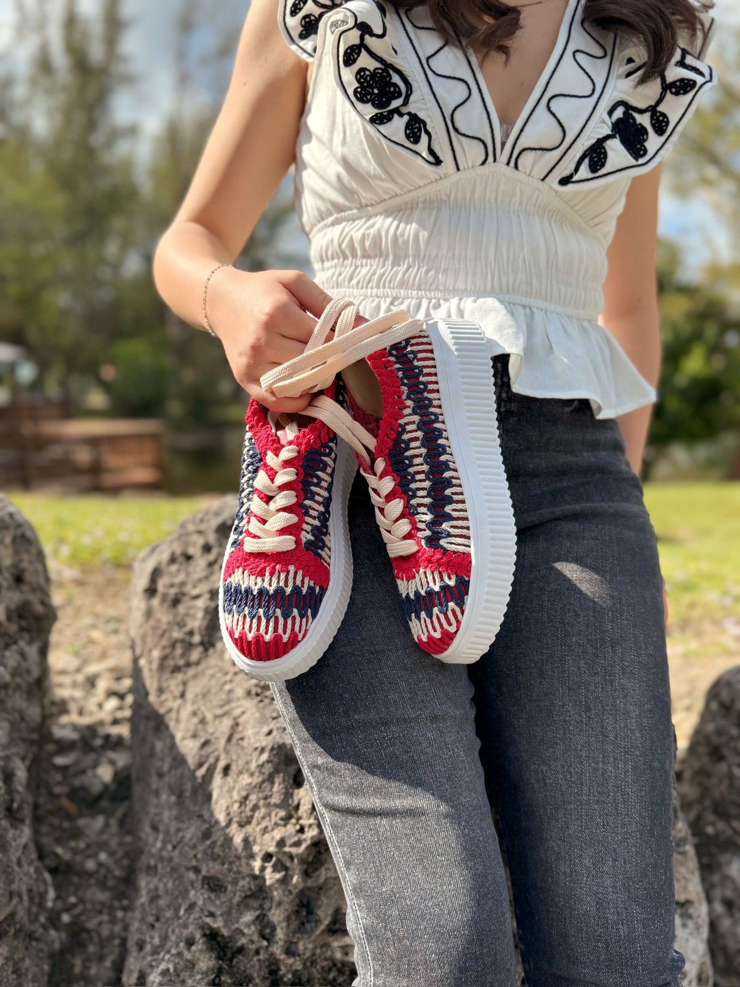 Love Rio Dilan Crochet Sneakers - Red