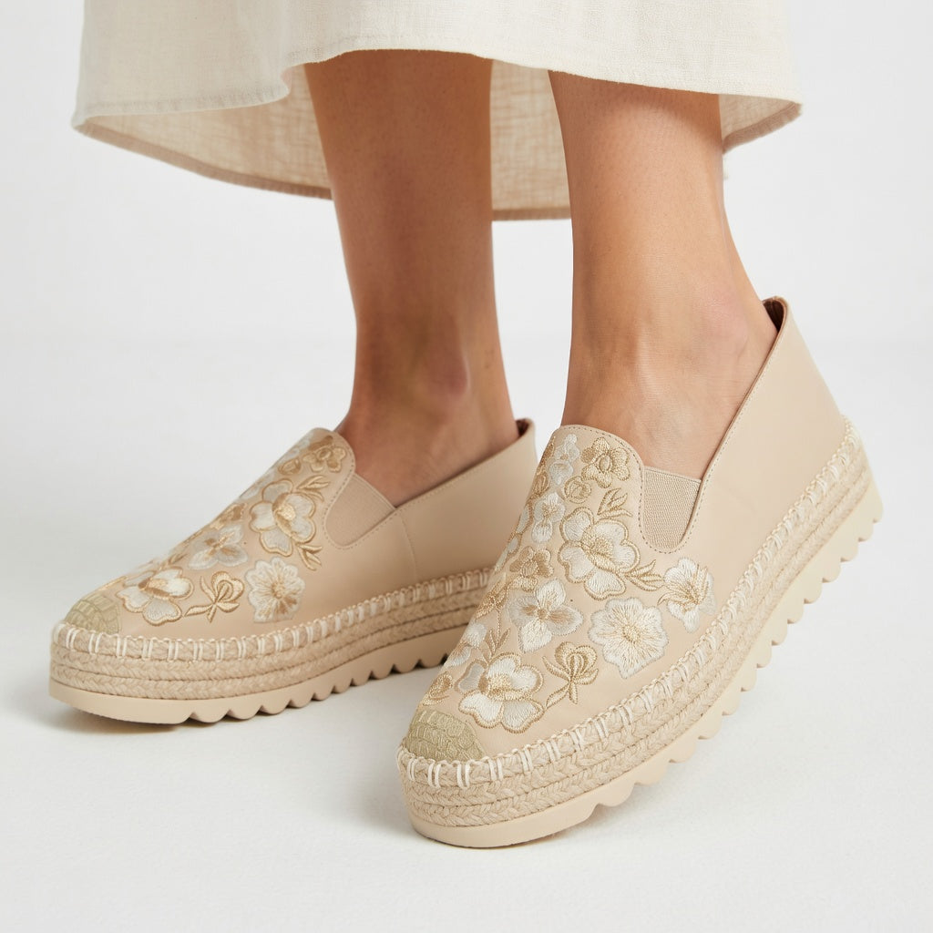Love Rio Mae Slip on Embroidered Espadrille - Beige